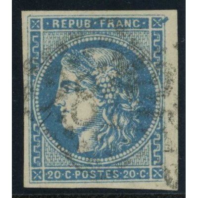 YT 45 A - Oblitéré - Variété : Pointe bleu en haut droite - Cote 130 Euro