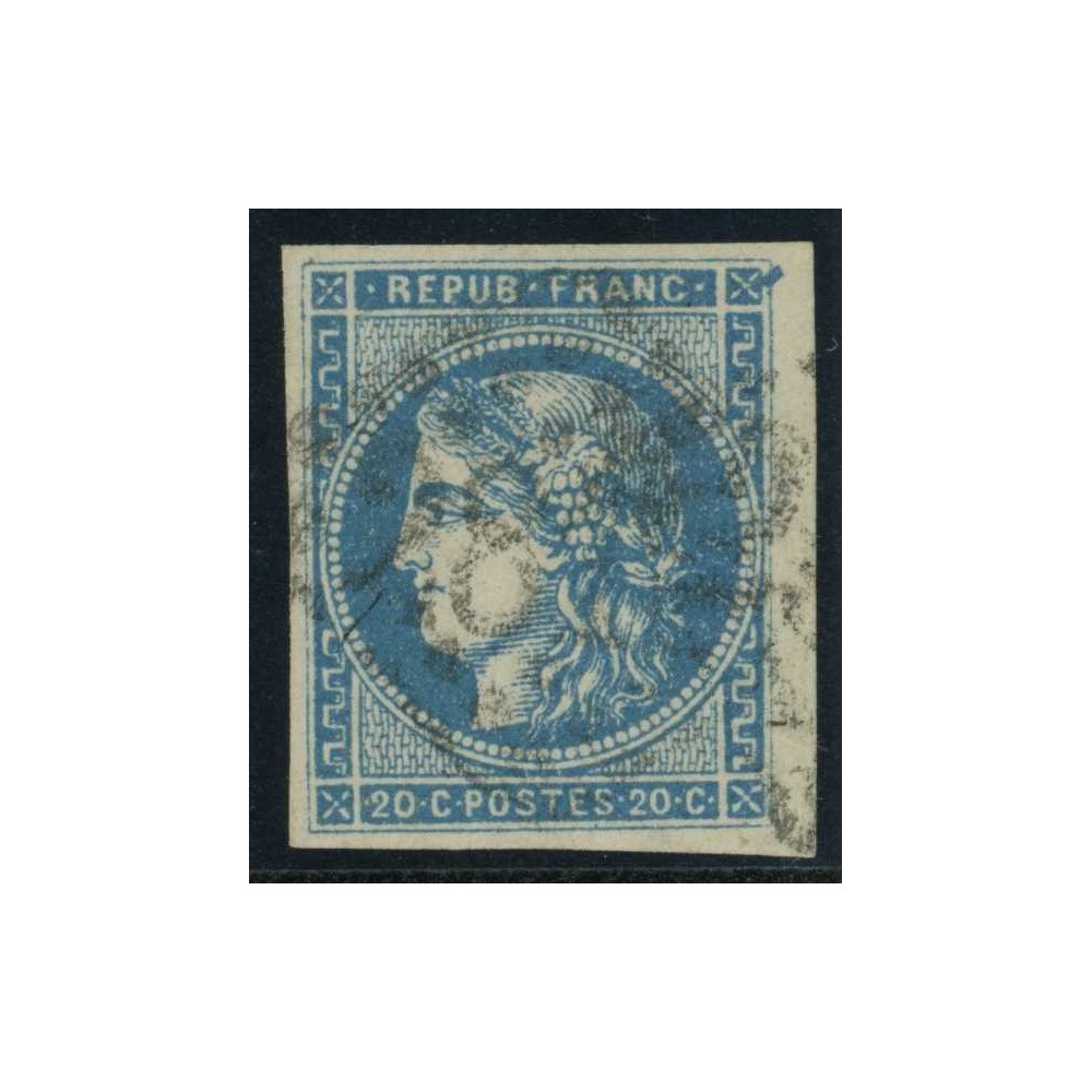YT 45 A - Oblitéré - Variété : Pointe bleu en haut droite - Cote 130 Euro