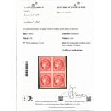 YT 49 - Neuf (x) - Bloc de 4 - Certificat 15289 - VO 22/414 - Cote 3800 Euro