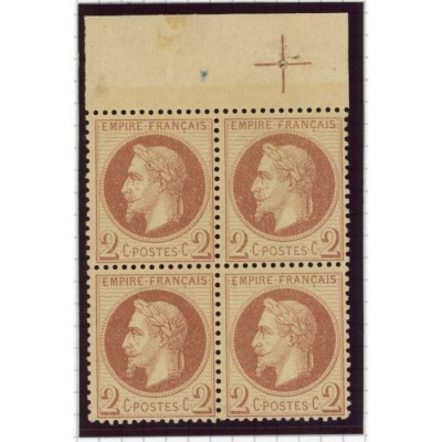 YT 26 - Neuf xx - Bloc de 4 - Croix de repère - Cote 1500 Euros