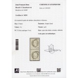 YT 27 - Oblitéré - Tête Bêche - Signé Brun - Certificat 18292 - Cote 20000 Euros