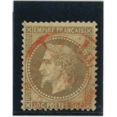 YT 30 - Cachet a Date rouge des imprimés - Fond ligné - Cote 140 Euros