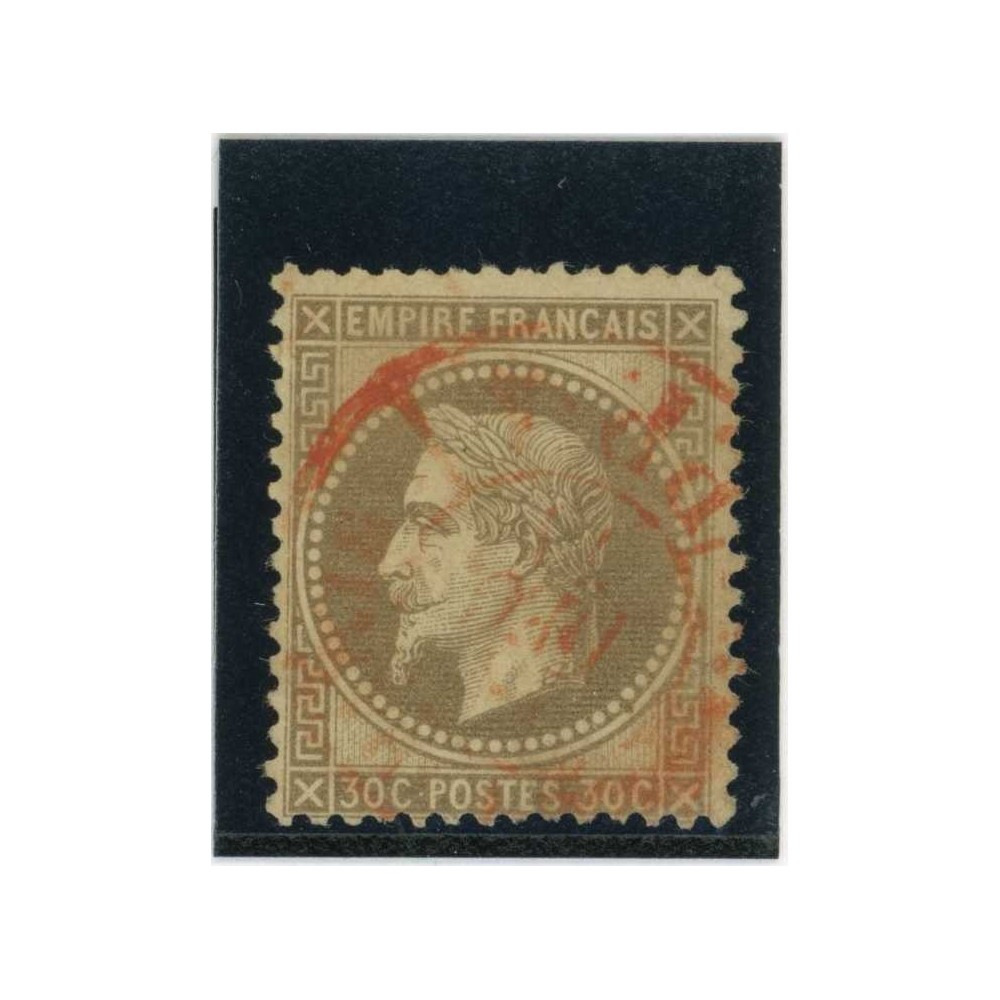 YT 30 - Cachet a Date rouge des imprimés - Fond ligné - Cote 140 Euros