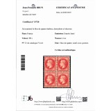 YT 32 - Neuf x - Bloc de 4 - Certificat Brun 15720 - Cote 8500 Euros