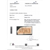 YT 36   - Demi Timbre sur fragment - Certificat Brun 16011 - Cote 4000 Euros