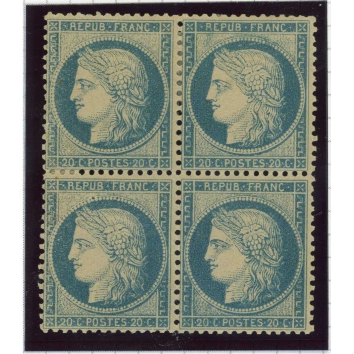 YT 37 - Neuf x - Bloc de 4 - Certificat 15722 - Cote 2700 Euros
