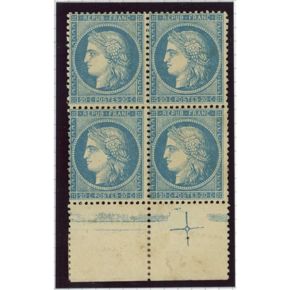 YT 37 - Neuf x - Bloc de 4 - Croix de repère - Cote 3500 Euros