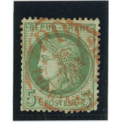 YT 53 f - Fond ligné - Cachet a date rouge des imprimés - Cote 85 Euros