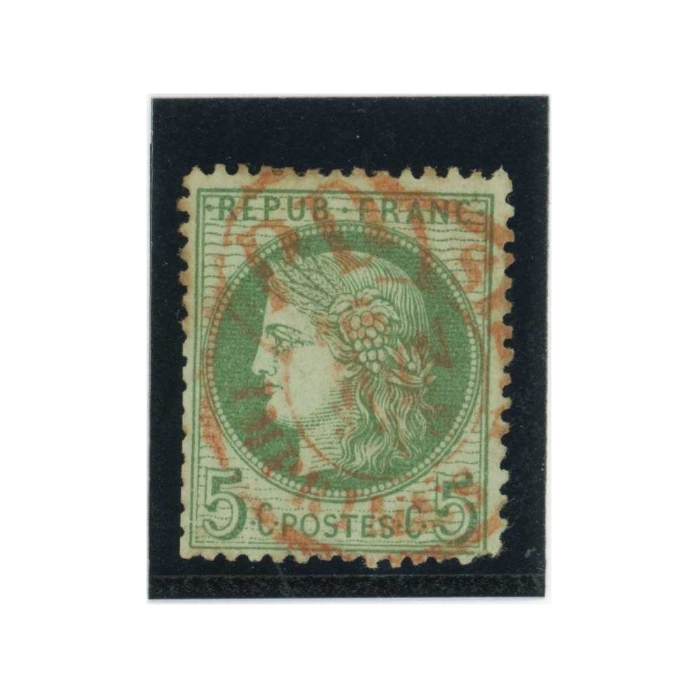 YT 53 f - Fond ligné - Cachet a date rouge des imprimés - Cote 85 Euros