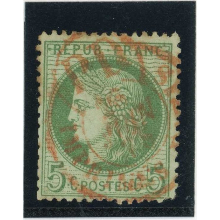 YT 53 f - Fond ligné - Cachet a date rouge des imprimés - Cote 85 Euros