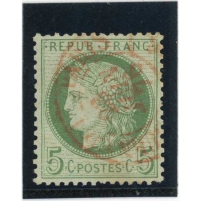 YT 53 f - Fond ligné - Cachet a date rouge des imprimés - Cote 85 Euros