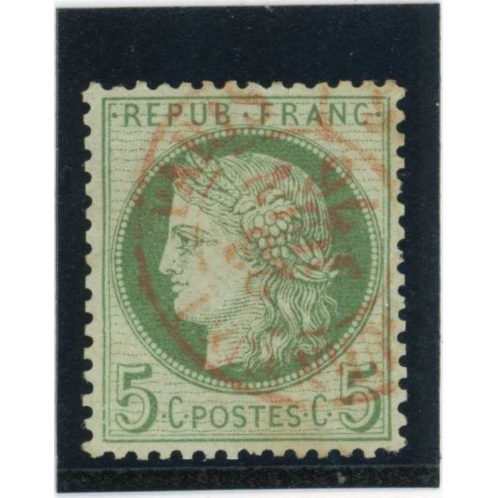YT 53 f - Fond ligné - Cachet a date rouge des imprimés - Cote 85 Euros