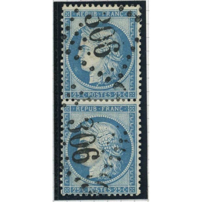 YT 60B - GC 306 - Bar sur Aube - Aube (9) - Paire Verticale - Cote 53 Euros