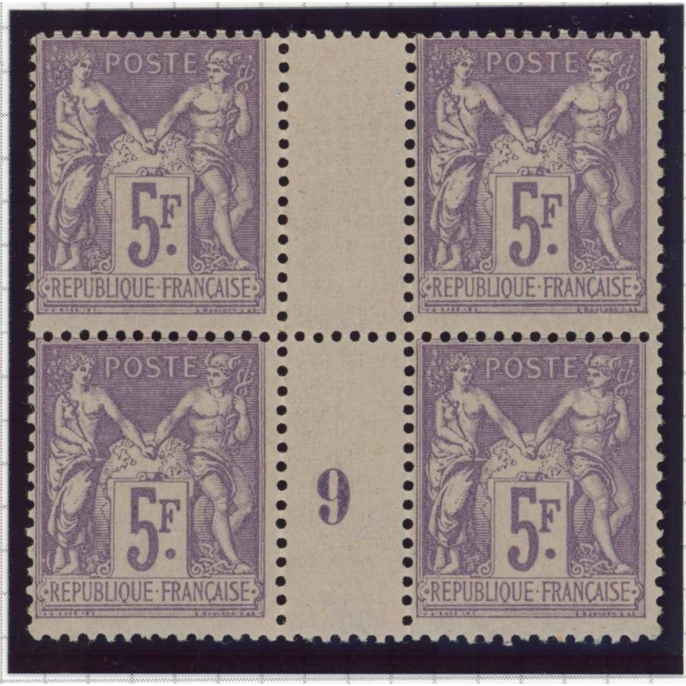 YT 95 - Neuf xx - Bloc de 4 - Millésime 9 - Certificat VO 25/1647 - Cote 760 Euros