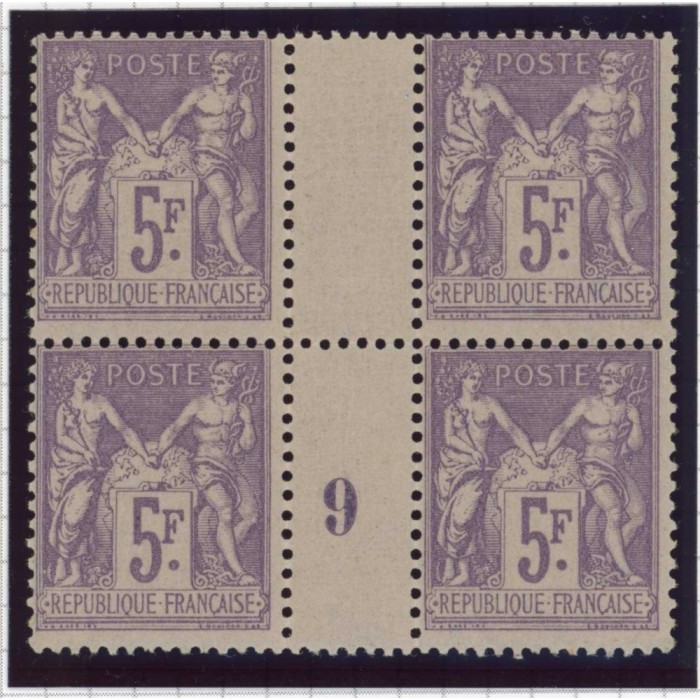 YT 95 - Neuf xx - Bloc de 4 - Millésime 9 - Certificat VO 25/1647 - Cote 760 Euros