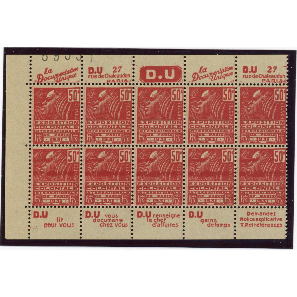 YT 272 - Bloc de 10 - Neuf xx - Variété Maculage - Cote 200