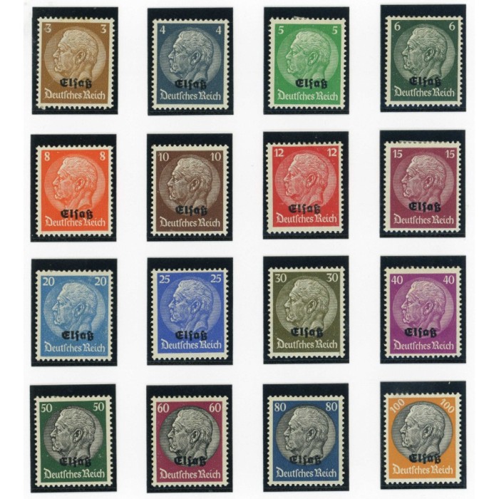 YT 8 à 23 - Alsace Lorraine - Neuf x - Cote 32 Euros