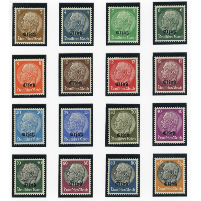 YT 8 à 23 - Alsace Lorraine - Neuf x - Cote 32 Euros