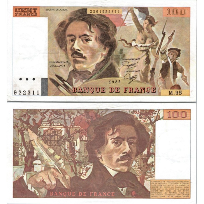 100 Francs Delacroix - 1985 - F.69.09 - Alph 95 - SPL
