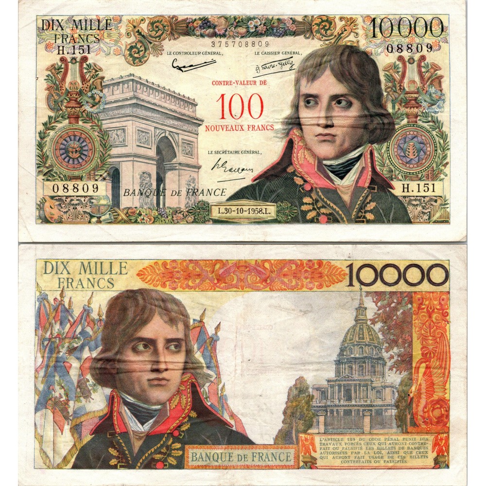 100 NF sur 10000 Francs Bonaparte - 30/10/1958 - F.55.01 - Alph 151 - SUP