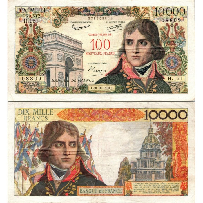 100 NF sur 10000 Francs Bonaparte - 30/10/1958 - F.55.01 - Alph 151 - SUP