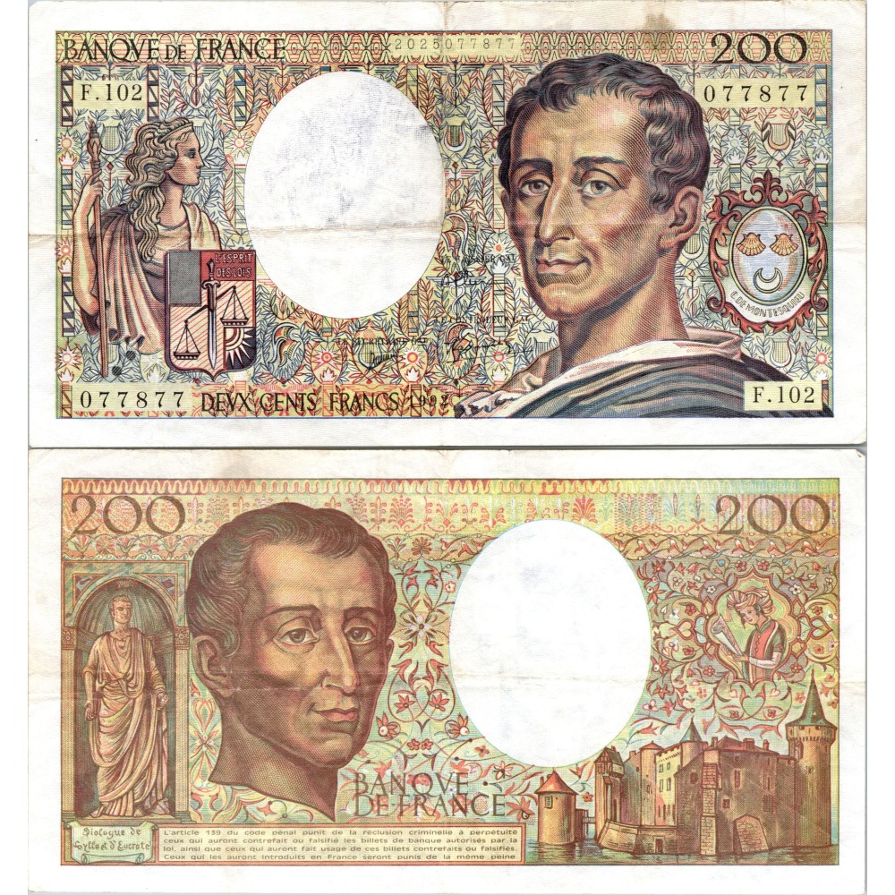 200 Francs Montesquieu - 1992 - F.70.12a - Alph 102 - TTB