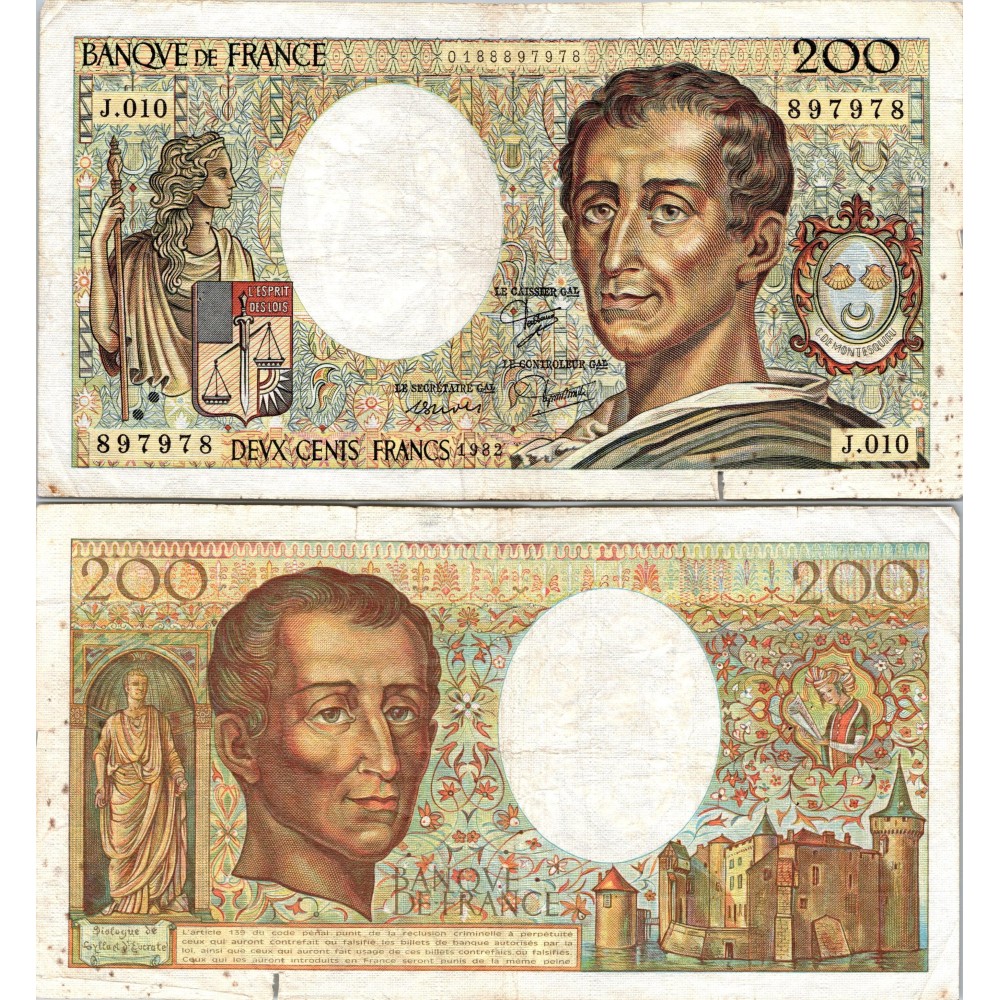 200 Francs Montesquieu - 1982 - F.70.02 - Alph 010 - TTB