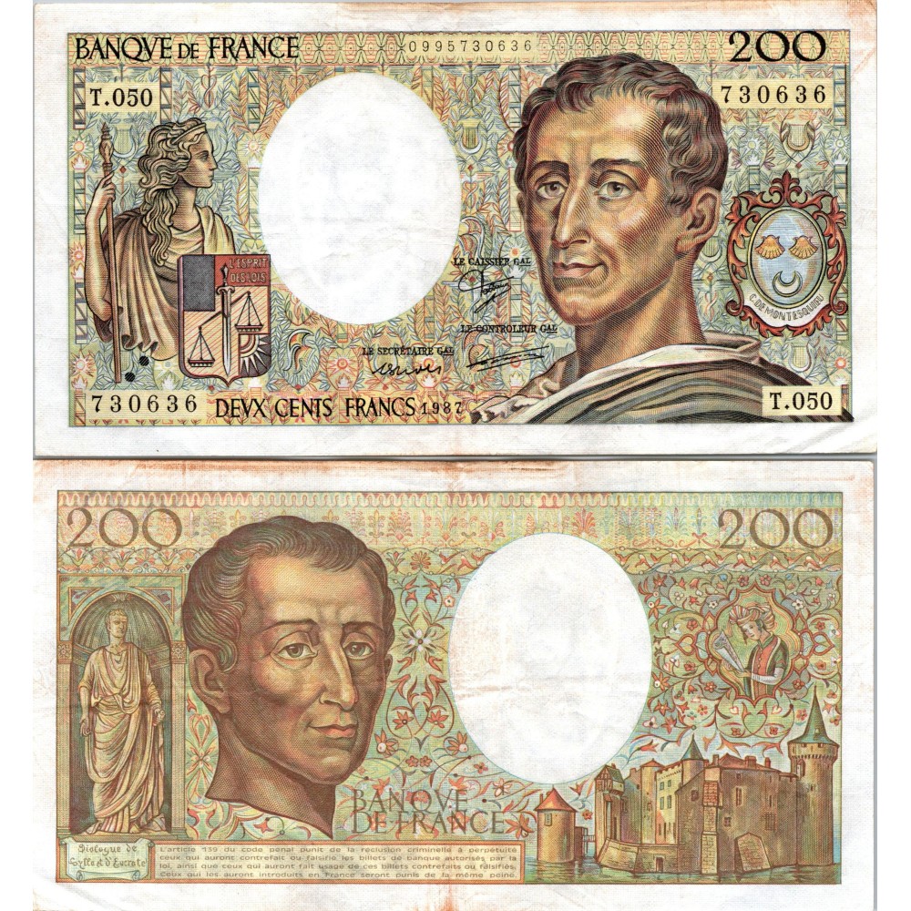 200 Francs Montesquieu - 1987 - F.70.07 - Alph 050 - TTB