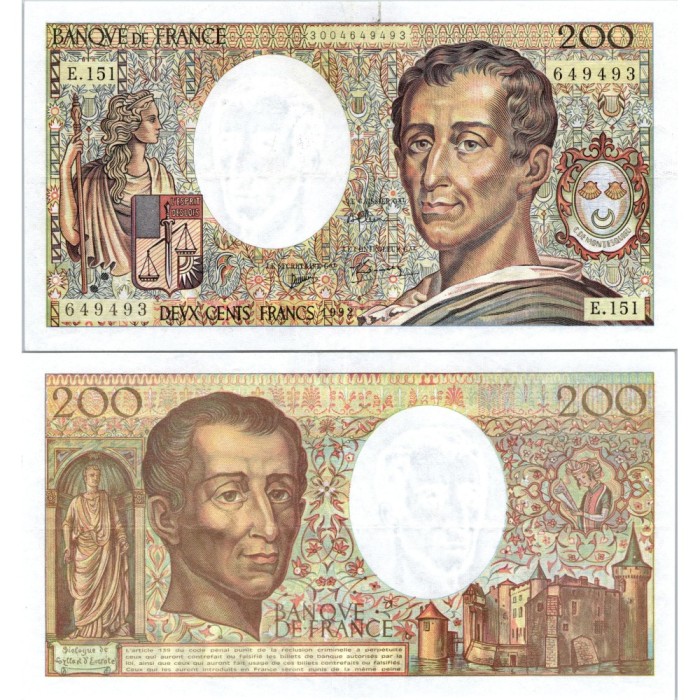 200 Francs Montesquieu - 1992 - F.70.12c - Alph 151 - SPL