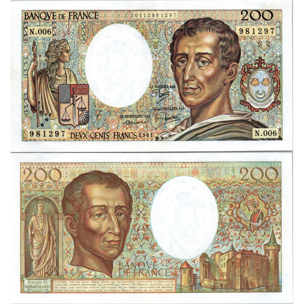 200 Francs Montesquieu - 1981 - F.70.01 - Alph 006 - SPL