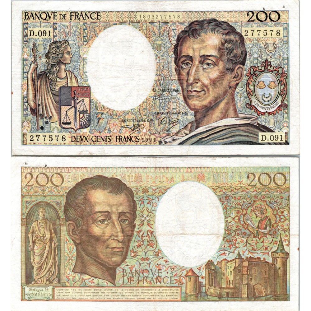 200 Francs Montesquieu - 1991 - F.70.11 - Alph 091 - SUP