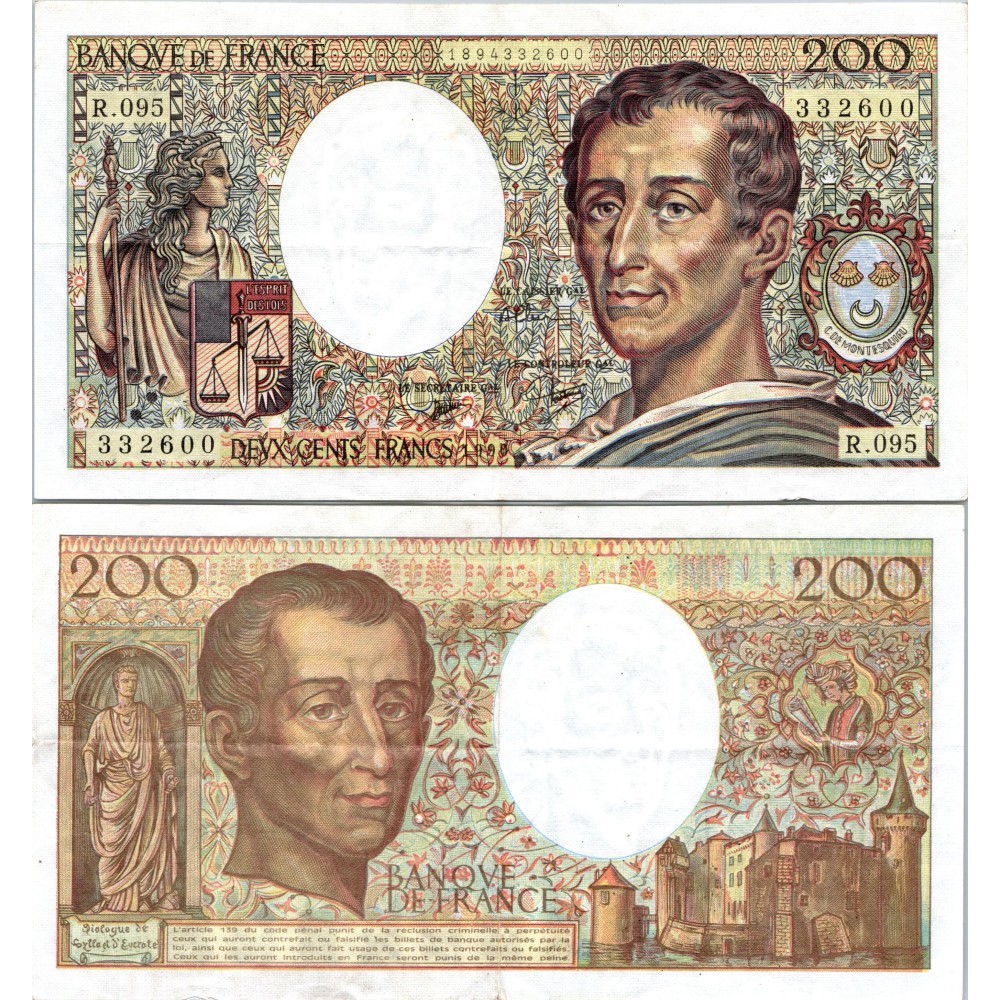 200 Francs Montesquieu - 1990 - F.70.10b - Alph 095 - SUP