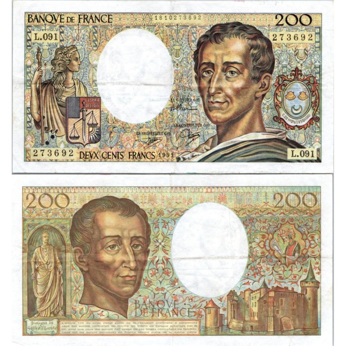 200 Francs Montesquieu - 1991 - F.70.11 - Alph 091 - SUP