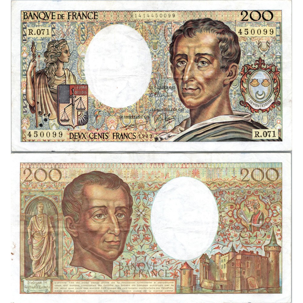 200 Francs Montesquieu - 1989 - F.70.09 - Alph 071 - SUP