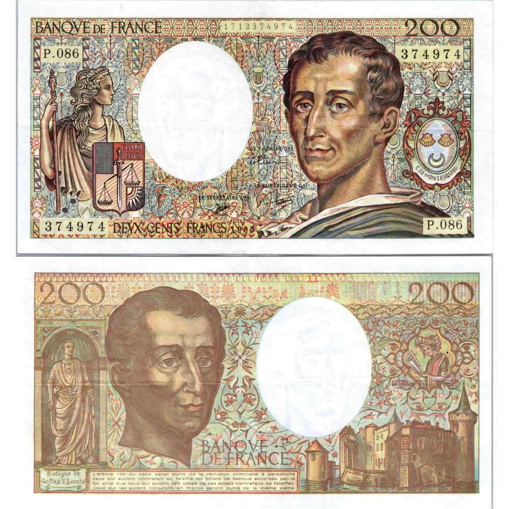 200 Francs Montesquieu - 1990 - F.70.10a - Alph 086 - SPL