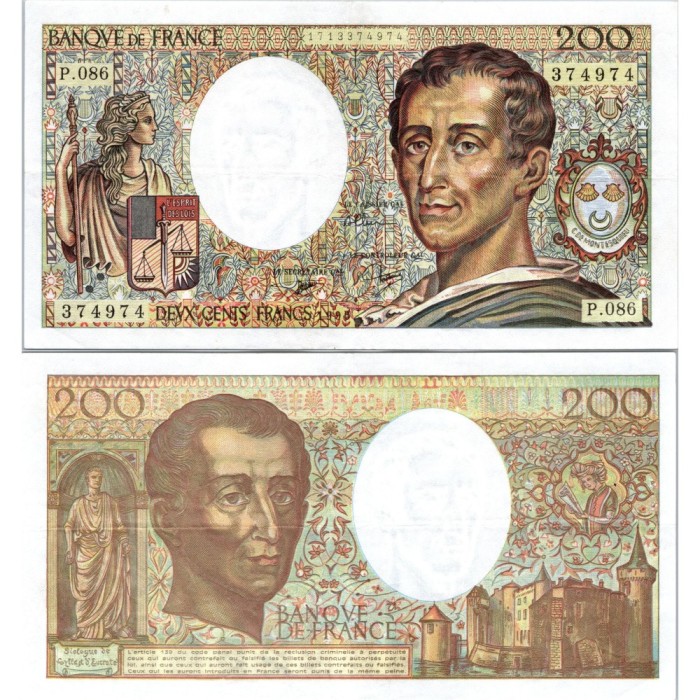 200 Francs Montesquieu - 1990 - F.70.10a - Alph 086 - SPL