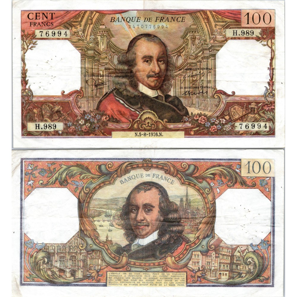 100 Francs Corneille - 5/08/1976 - F.65.54 - Alph 989 - SUP