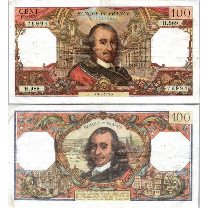 100 Francs Corneille - 5/08/1976 - F.65.54 - Alph 989 - SUP
