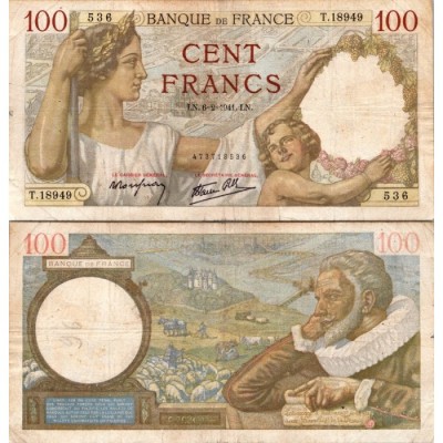 100 Francs Sully - 6/02/1941 - F.26.46 - Alph 18949 - TB