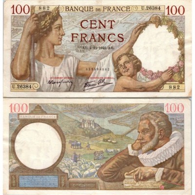100 Francs Sully - 4/12/1941 - F.26.62 - Alph 26384 - TTB