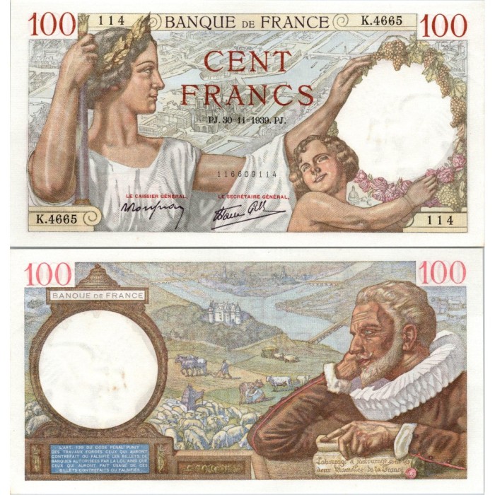 100 Francs Sully - 30/11/1939 - F.26.16 - Alph 4665 - SPL