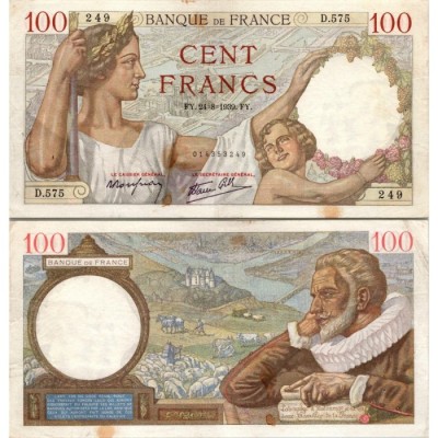 100 Francs Sully - 24/08/1939 - F.26.05 - Alph 575 - TB