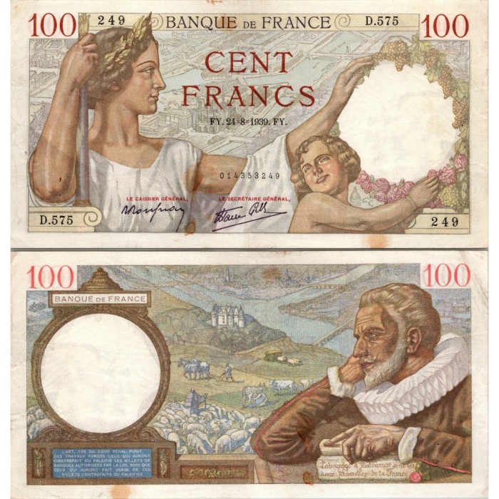 100 Francs Sully - 24/08/1939 - F.26.05 - Alph 575 - TB