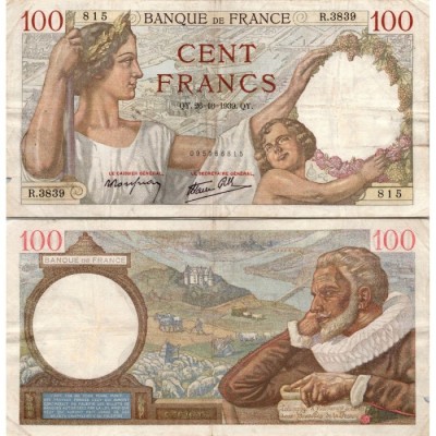 100 Francs Sully - 26/10/1939 - F.26.12 - Alph 3839 - TB