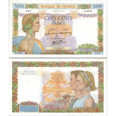 500 Francs La Paix - 3/09/1942 - F.32.39 - Alph 6570 - SUP