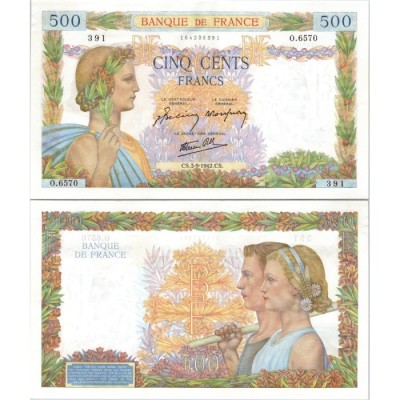 500 Francs La Paix - 3/09/1942 - F.32.39 - Alph 6570 - SUP