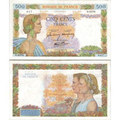 500 Francs La Paix - 3/09/1942 - F.32.39 - Alph 6570 - SUP