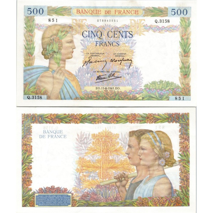 500 Francs La Paix - 11/06/1941 - F.32.18 - Alph 3158 - SPL
