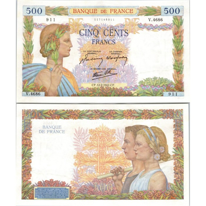 500 Francs La Paix - 12/02/1942 - F.32.29 - Alph 4686 - SPL