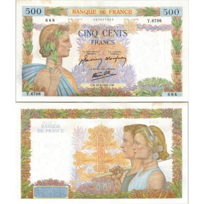 500 Francs La Paix - 10/09/1942 - F.32.40 - Alph 6708 - SUP